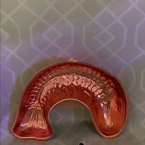 Vintage copper aluminum fish jello mold wall hanging
